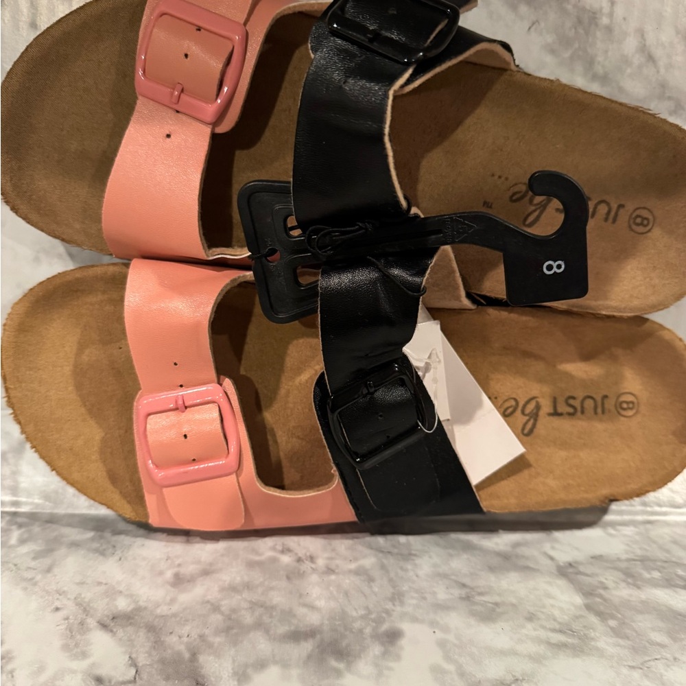 Pink and Black Sandals